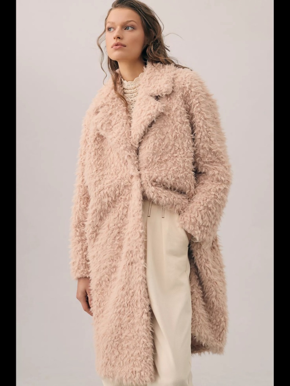 Anthropologie Faux Fur Duster Jacket